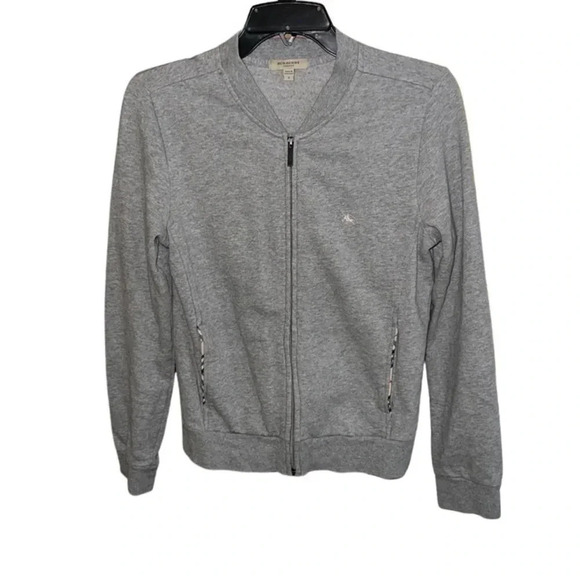 Burberry Full Zip Long Sleeve Gray Sweatshirt Size Small - Picture 1 of 10